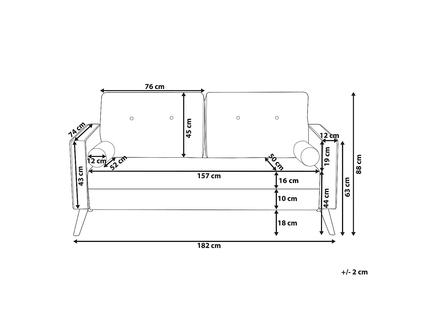 Canapé 2 places en tissu beige KALMAR