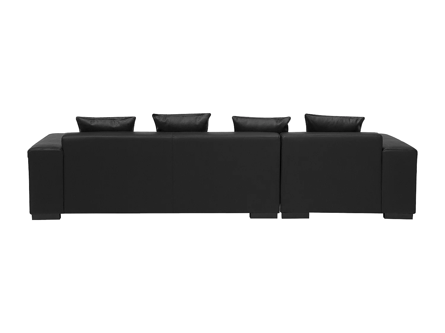 Canapé Angle à gauche en Cuir et Cuir PU Noir 4 Places Assise Rembourrée Lungo