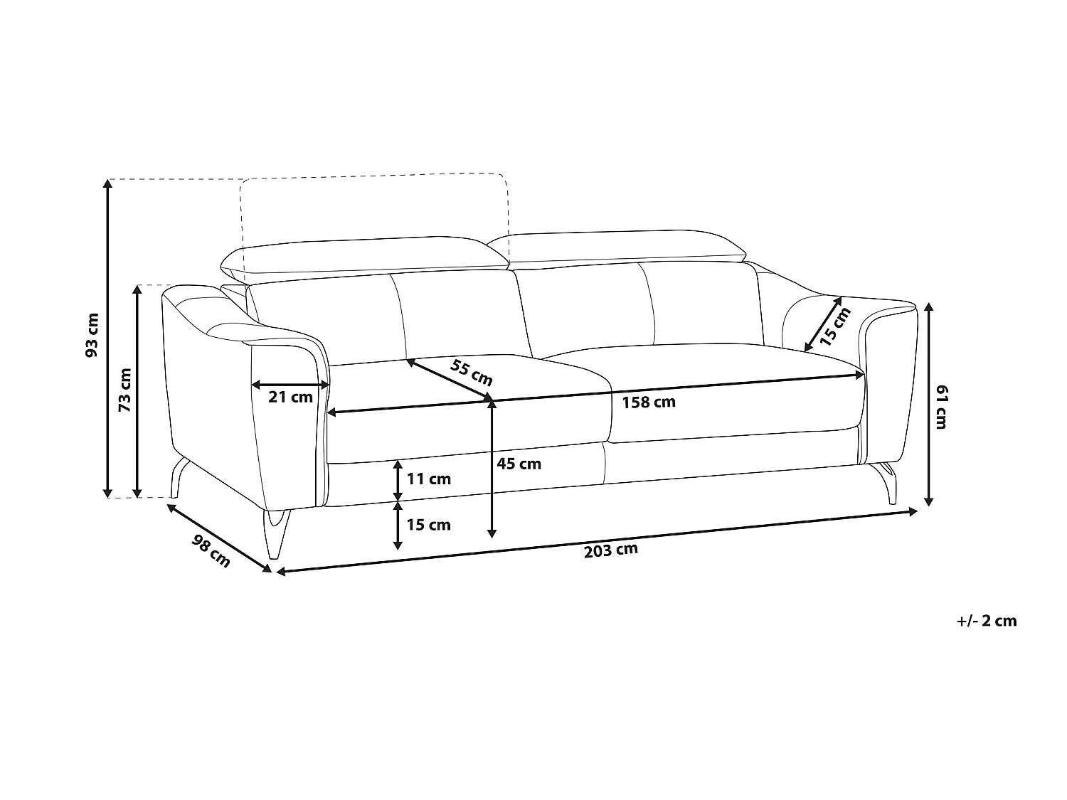 Canapé 3 places NARWIK Cuir Marron doré