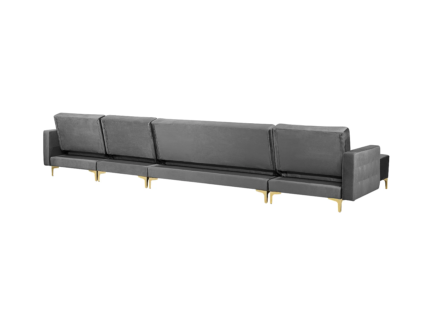 Modulaire U-vormige slaapbank ABERDEEN Fluweel Grijs Met ottomaan 6-zitter