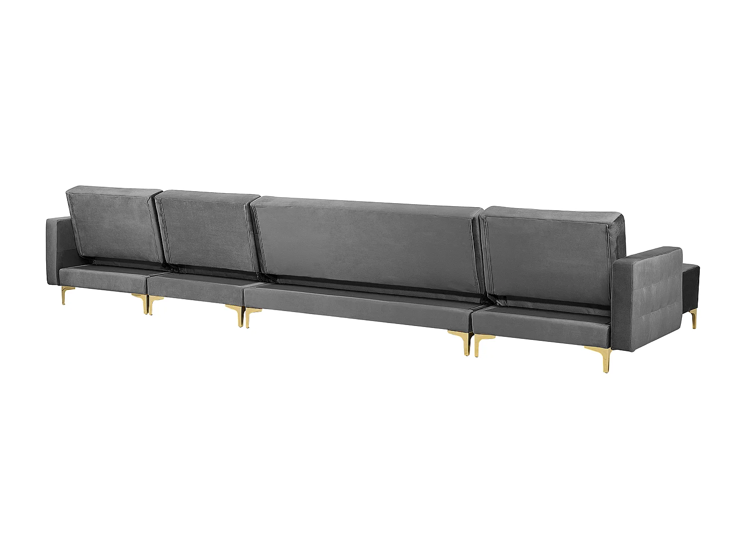 Modulaire U-vormige slaapbank ABERDEEN Fluweel Grijs Met ottomaan 6-zitter