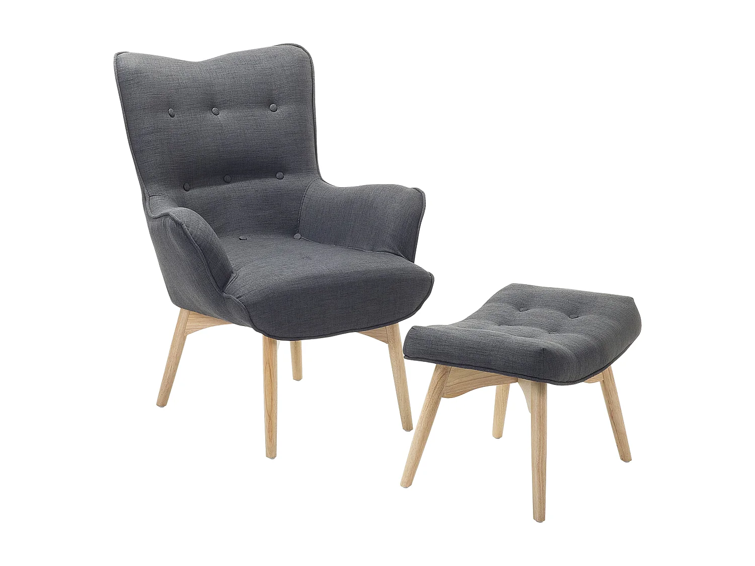 Oorfauteuil VEJLE Stof Donkergrijs