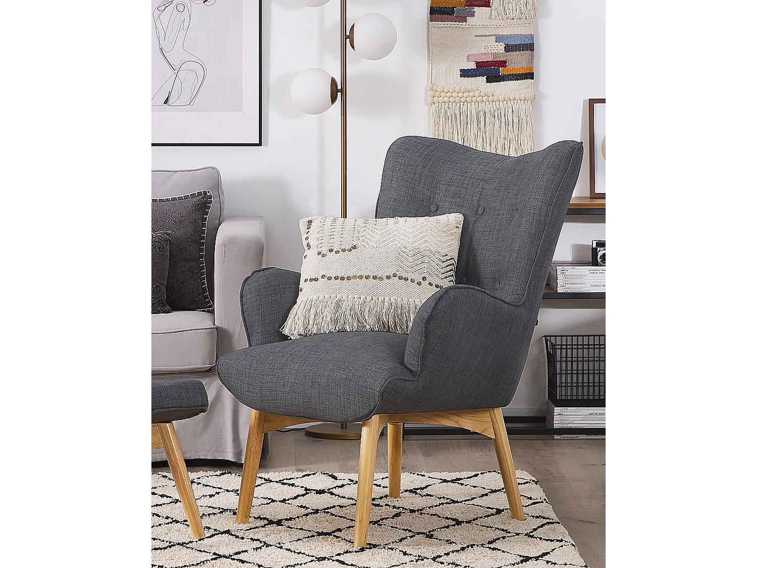 Oorfauteuil VEJLE Stof Donkergrijs