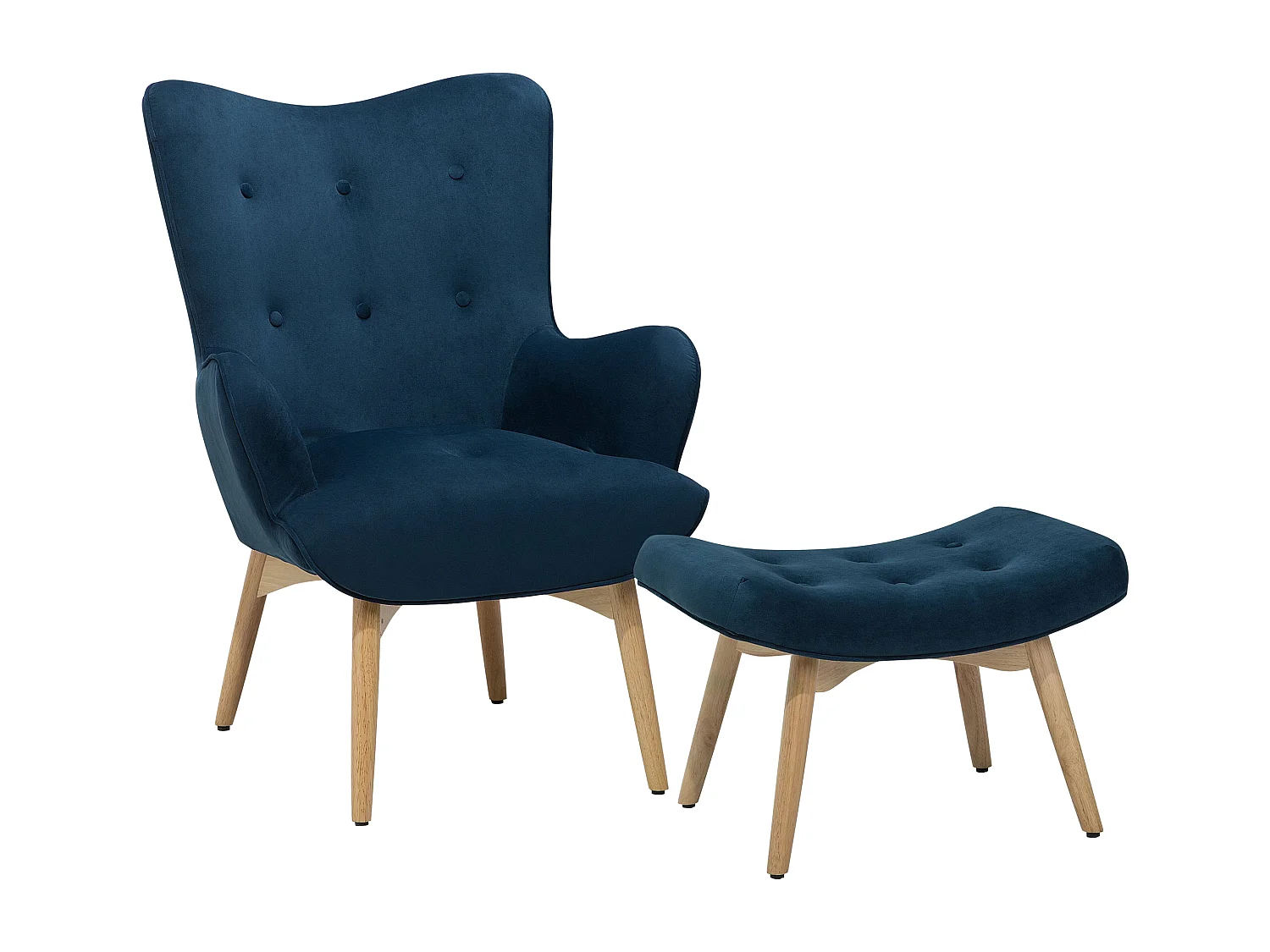 Poltrona com braços VEJLE Veludo Azul escuro