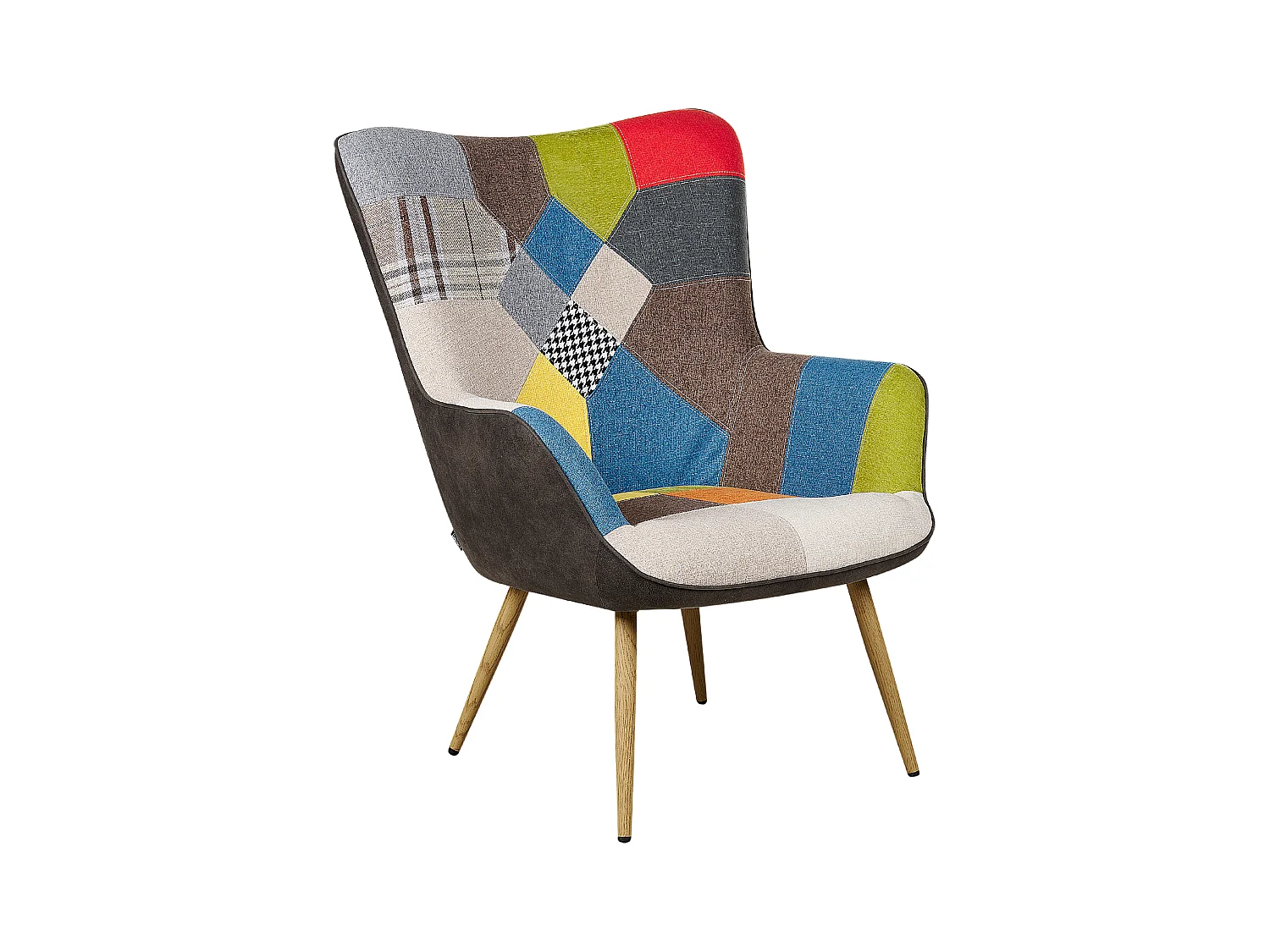 Trendy Ohrensessel mit Hocker Polyester und Metall patchwork/bunt Vejle II