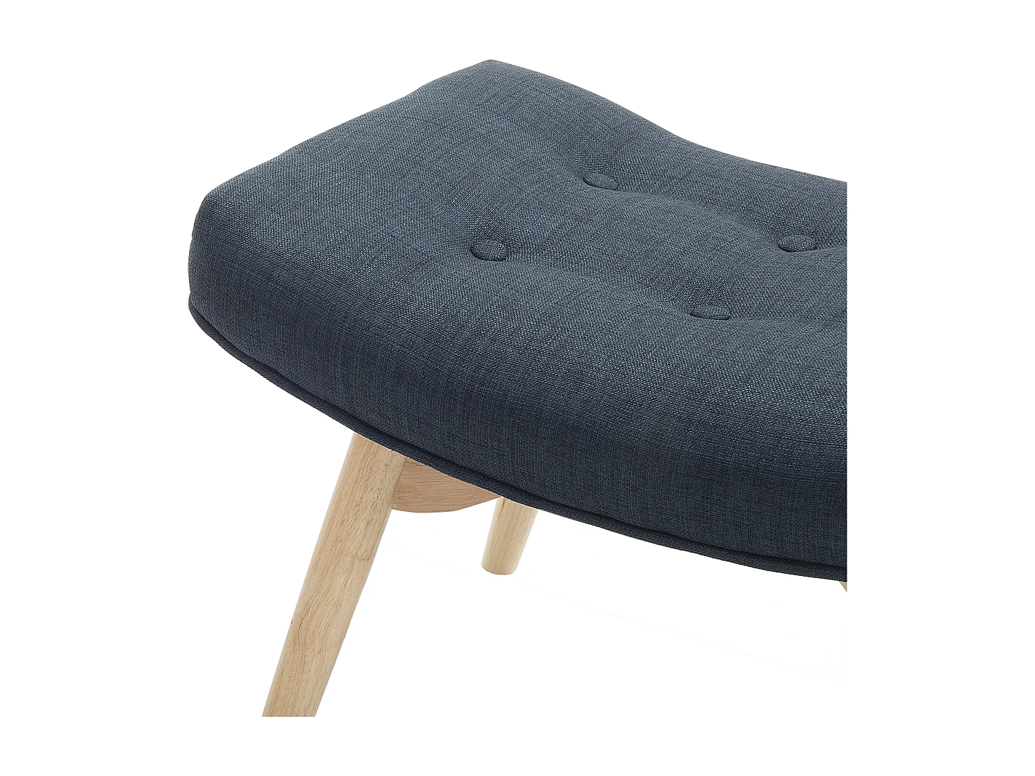 Ohrensessel mit Hocker Stoffbezug dunkles Blau Holzbeine Chesterfield Stil Vejle