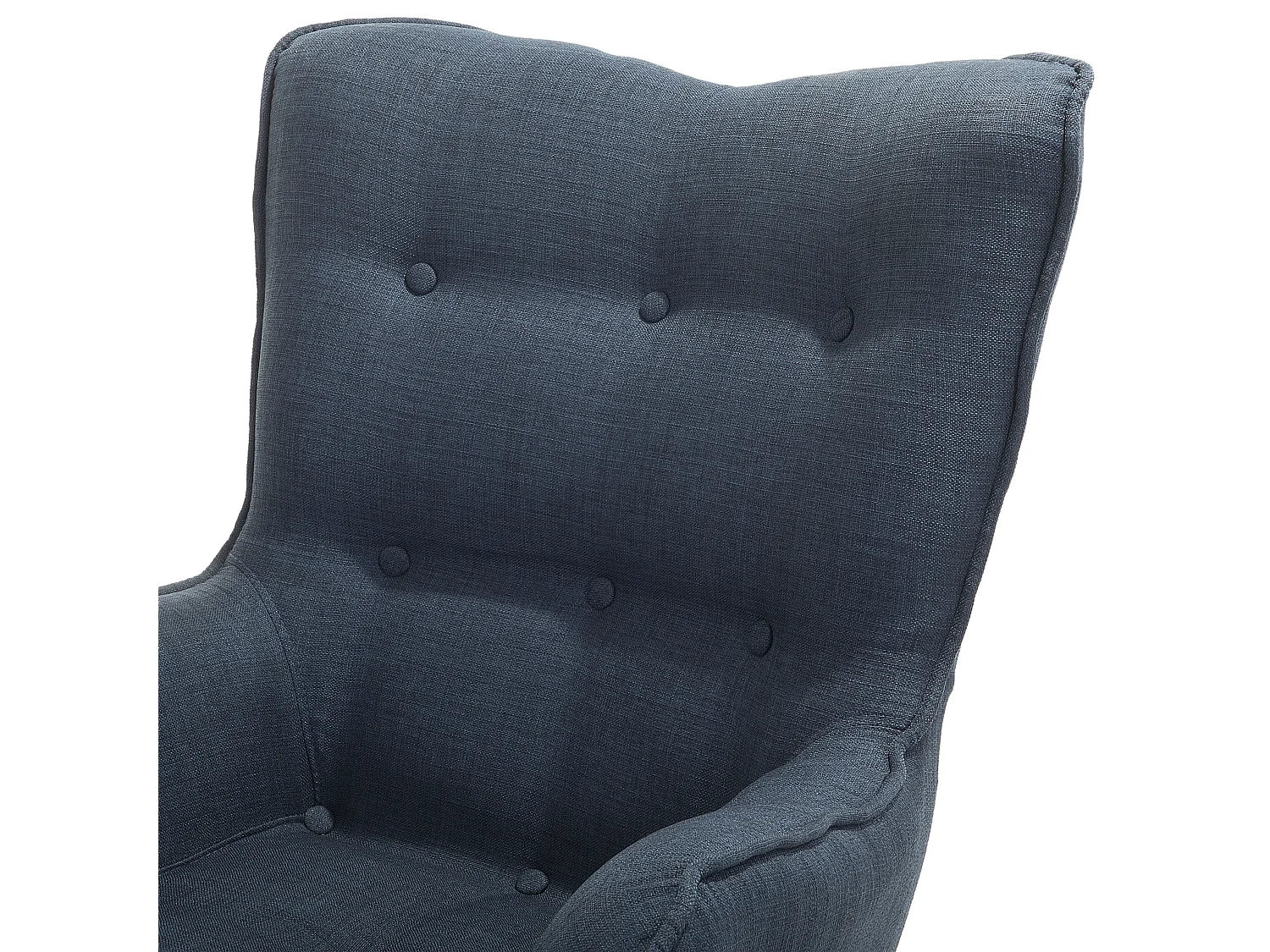 Oorfauteuil VEJLE met voetenbank Stof Donkerblauw