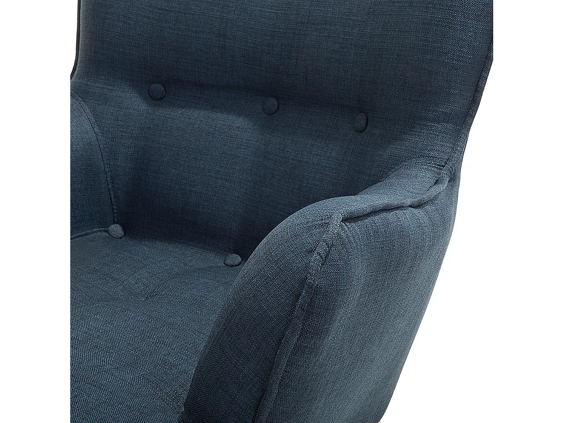 Oorfauteuil VEJLE met voetenbank Stof Donkerblauw
