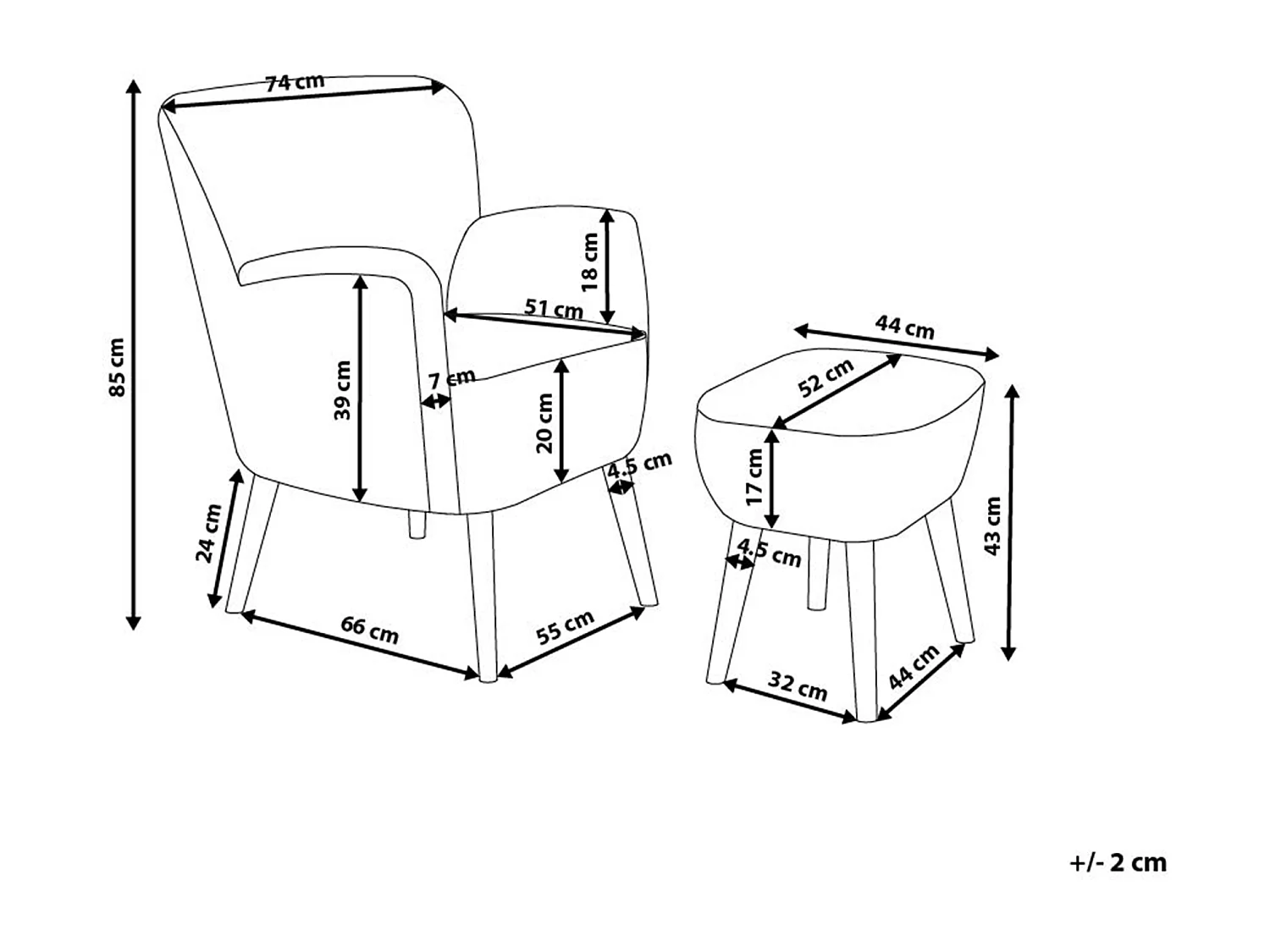 Poltrona TUMBA con poggiapiedi Tessuto Multicolore