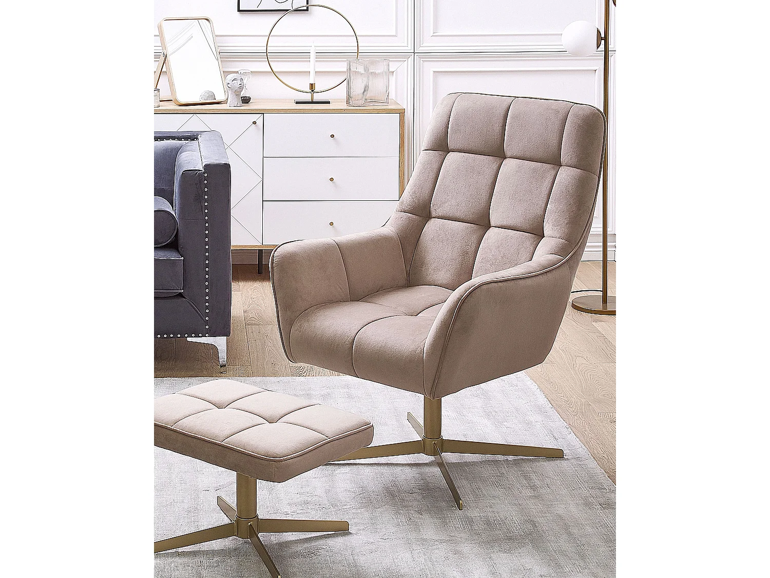 Fauteuil pivotant MOLLE Velours Beige