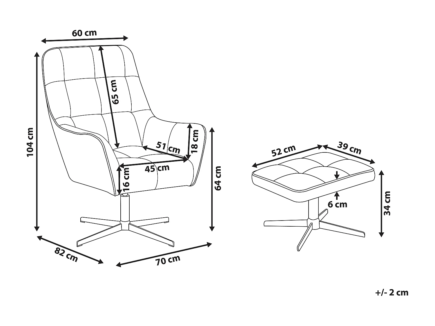 Poltrona girevole MOLLE con poggiapiedi Velluto Beige