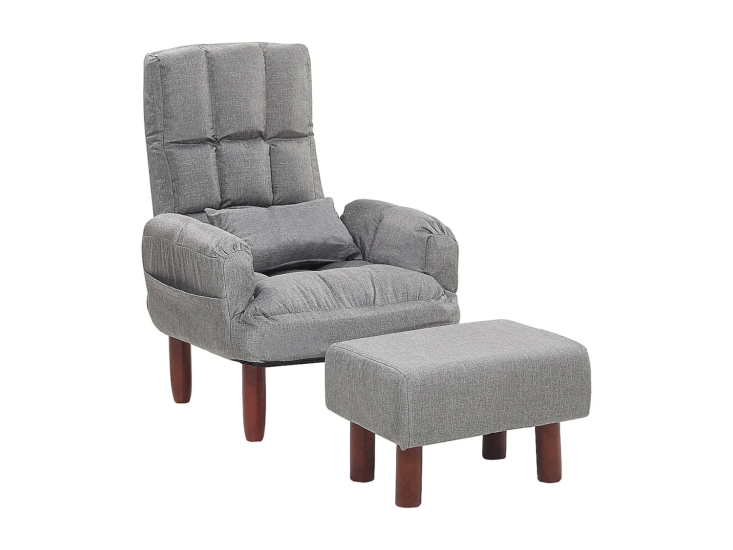 Relaxfauteuil OLAND met voetenbank Stof Grijs