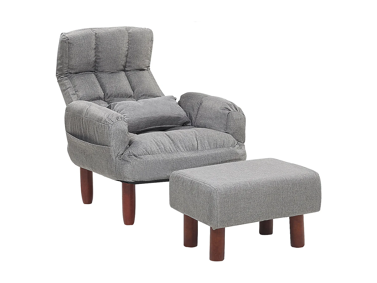 Relaxfauteuil OLAND met voetenbank Stof Grijs