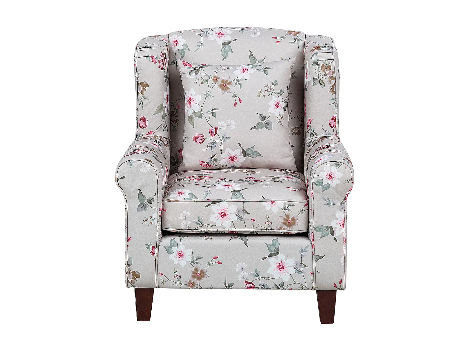 Poltrona Wingback HAMAR con poggiapiedi Tessuto Crema