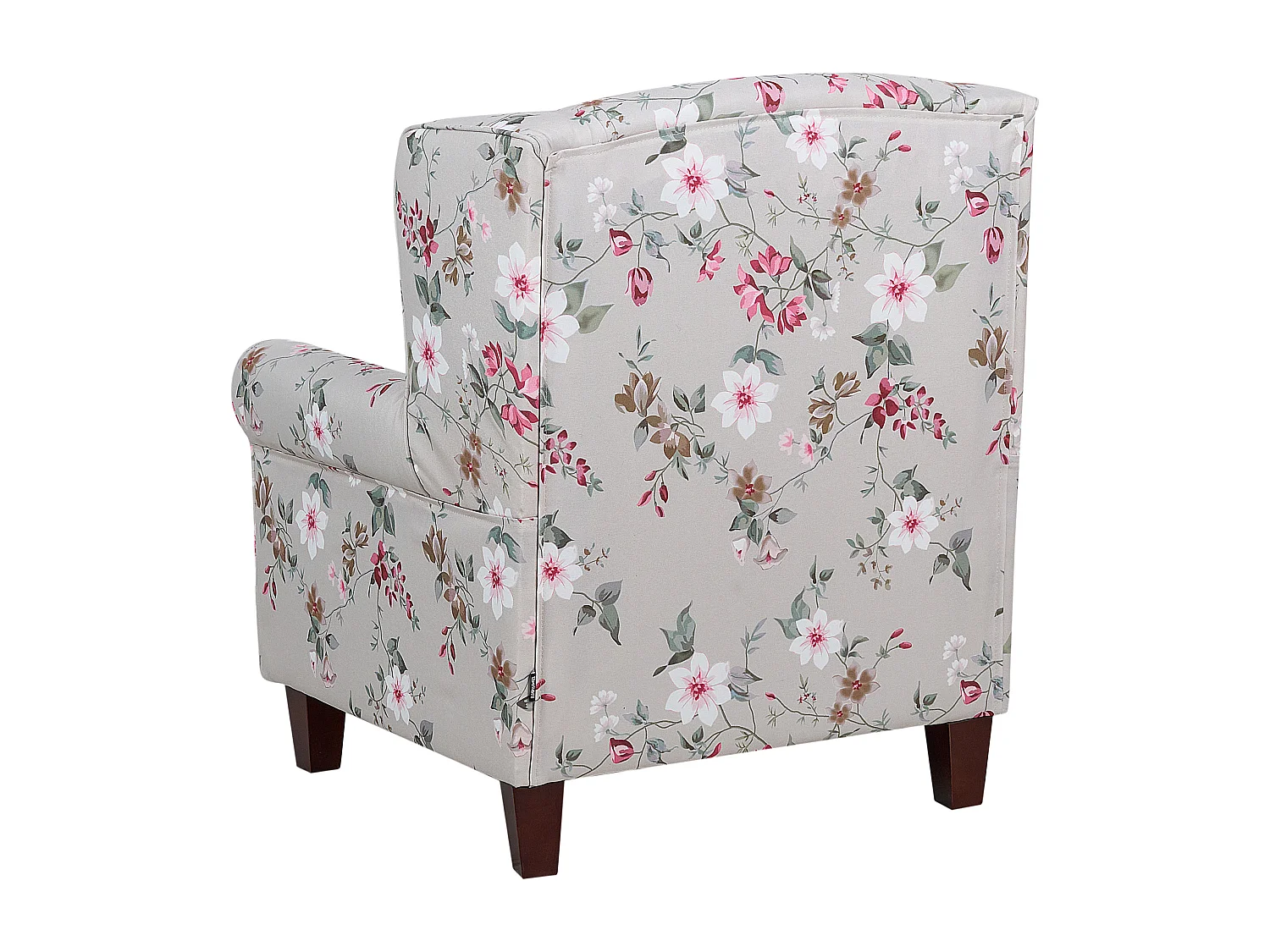 Poltrona Wingback HAMAR con poggiapiedi Tessuto Crema