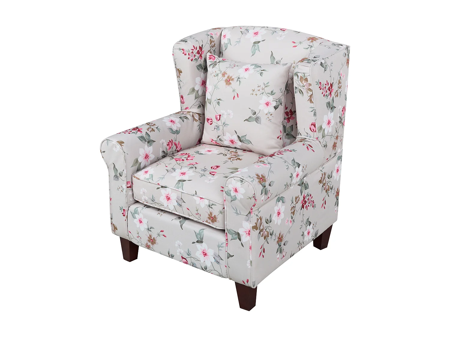 Poltrona Wingback HAMAR con poggiapiedi Tessuto Crema