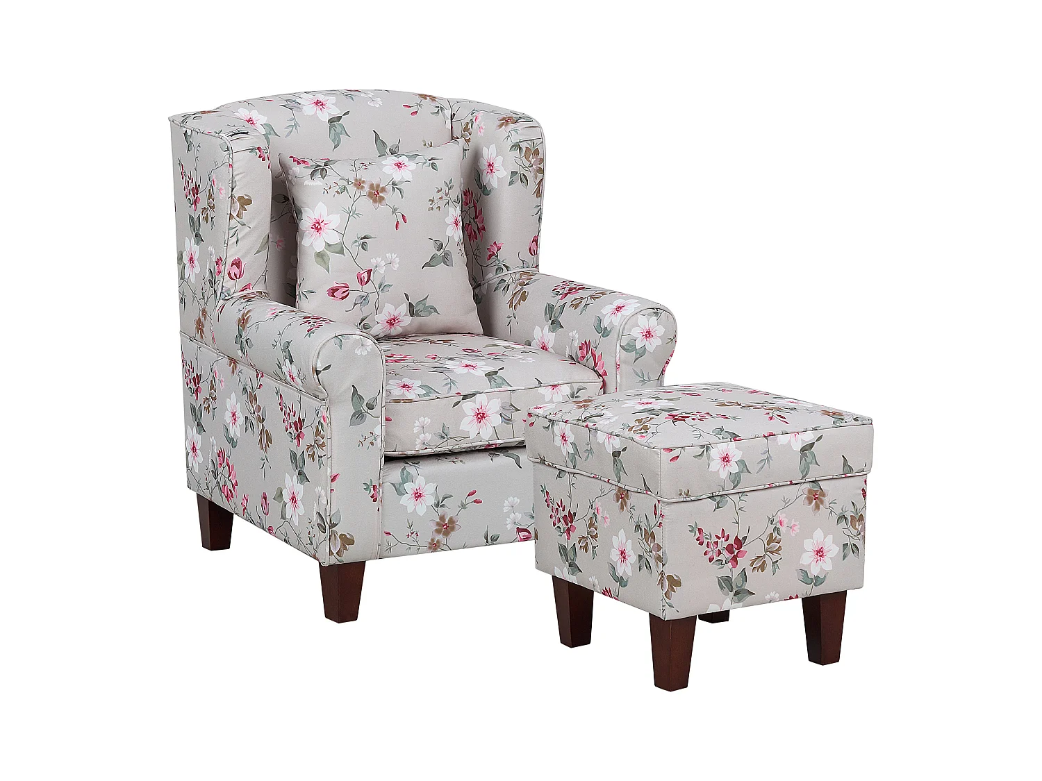 Fauteuil à oreilles HAMAR Tissu Gris clair