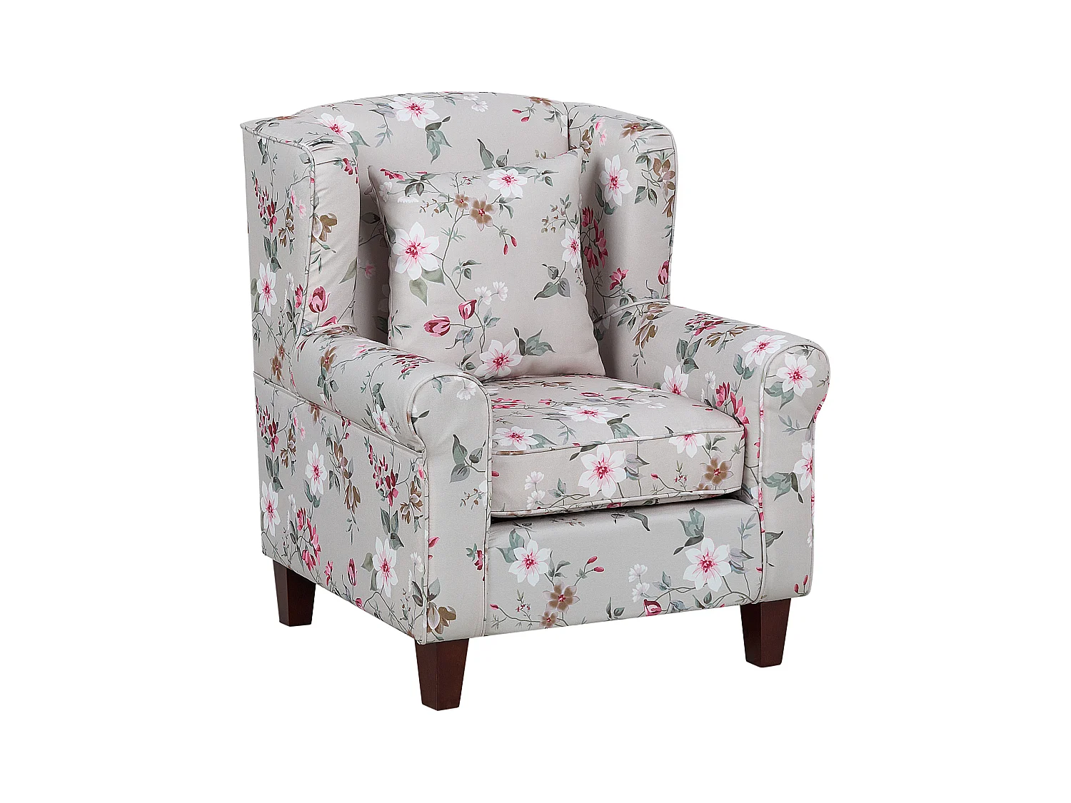 Oorfauteuil HAMAR met voetenbank Stof Crème