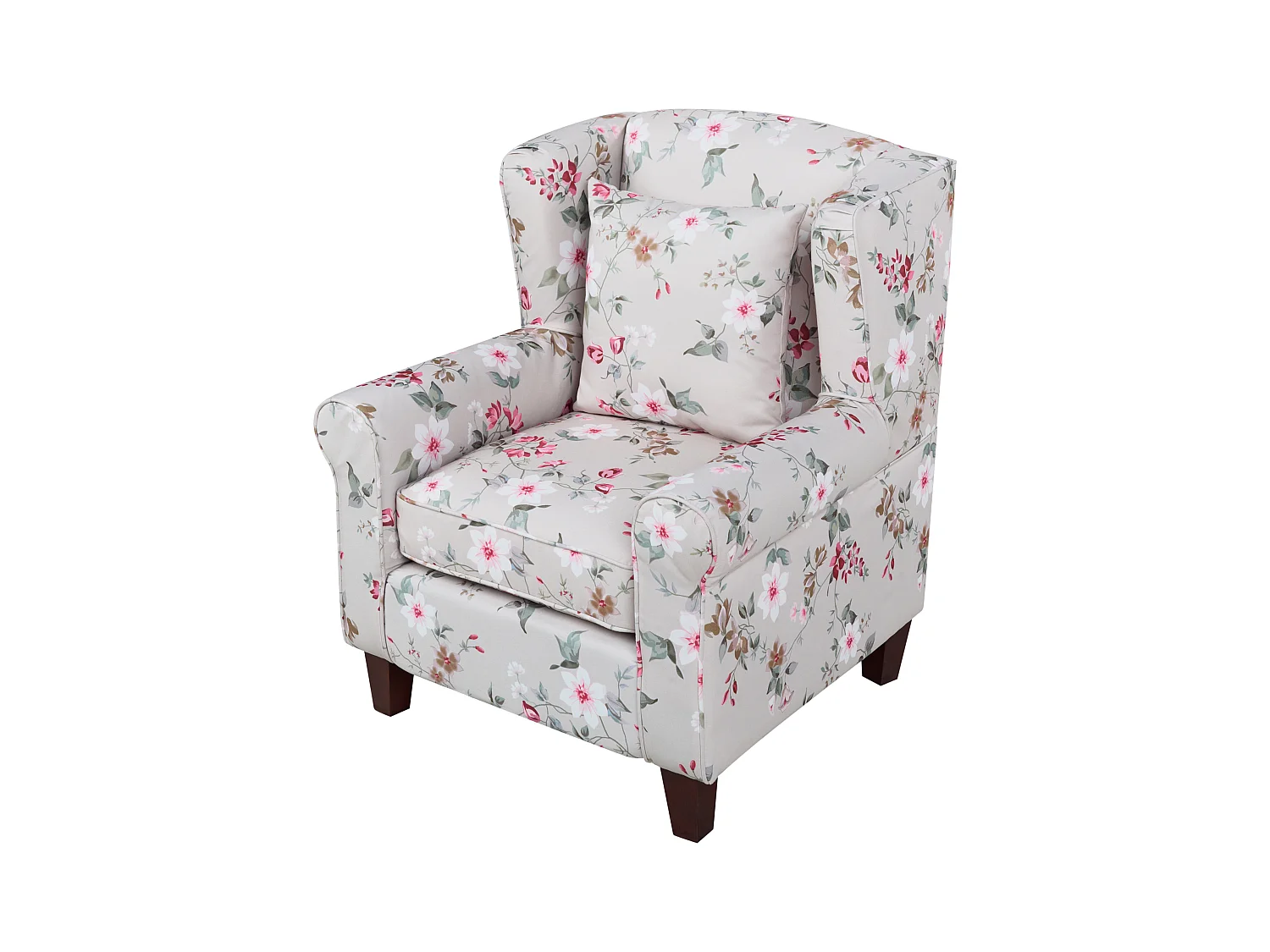 Oorfauteuil HAMAR met voetenbank Stof Crème