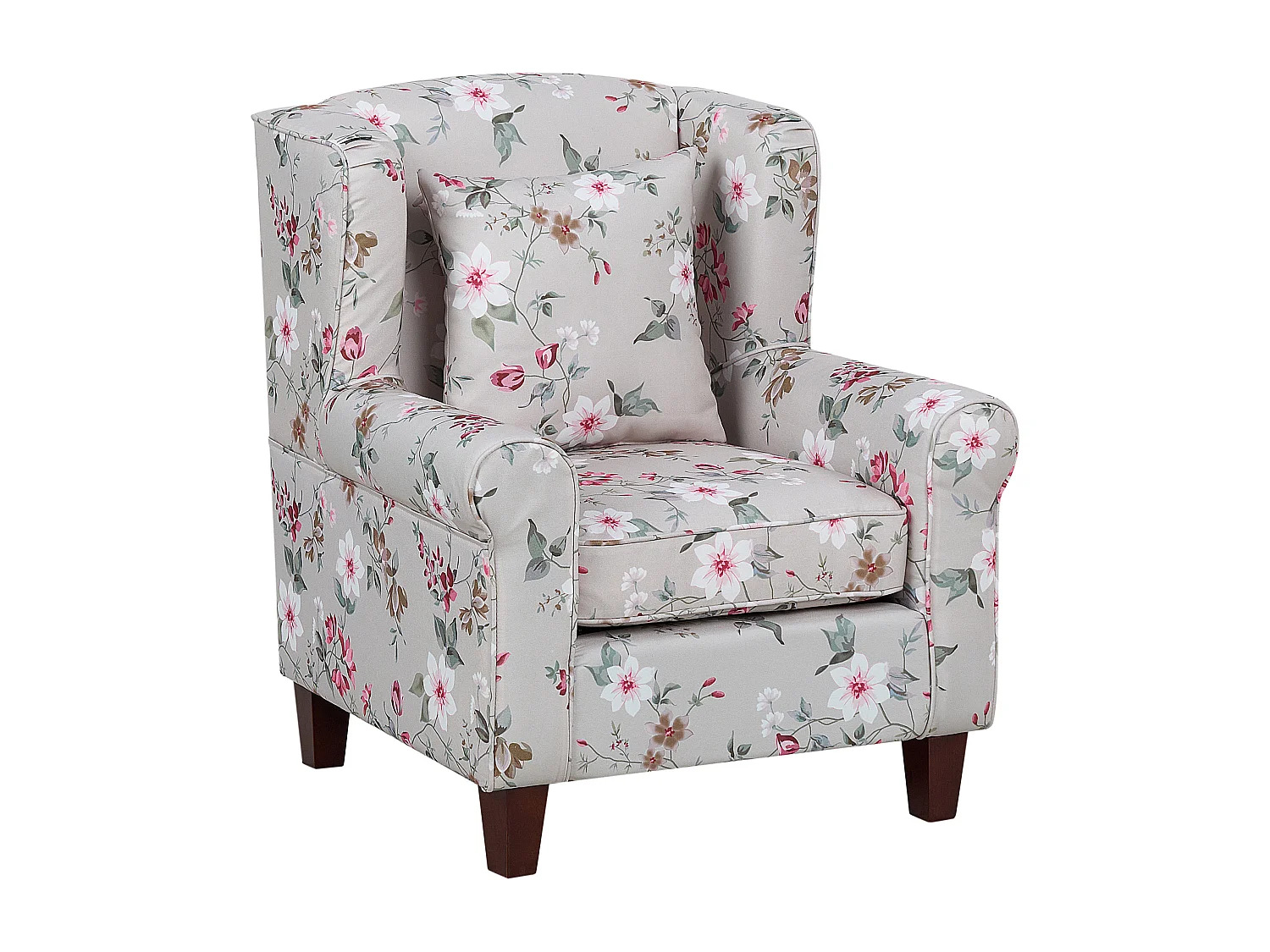 Moderner Sessel mit Fußhocker in Beige Polsterbezug mit Blumenmuster Hamar