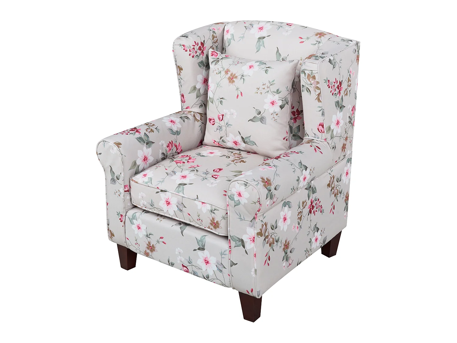 Fauteuil à oreilles HAMAR Tissu Crème