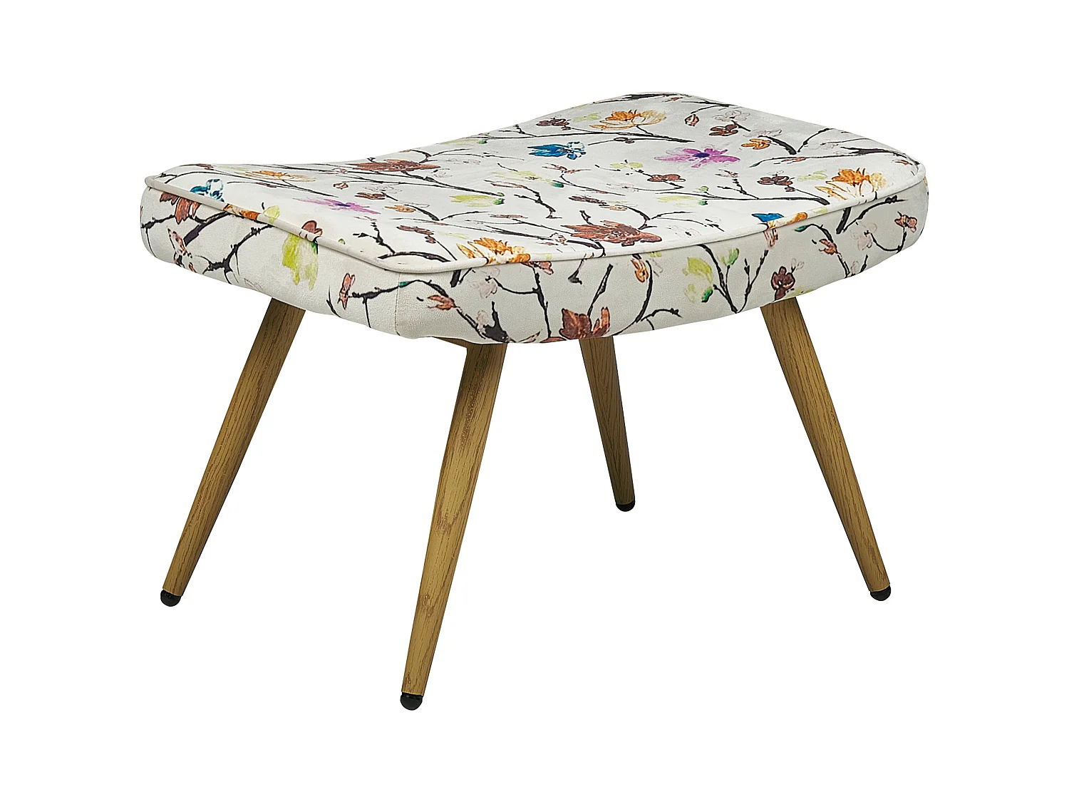 Ohrensessel mit Hocker Stoff cremeweiß gesteppt Metallbeine Blumenmotiv Vejle II