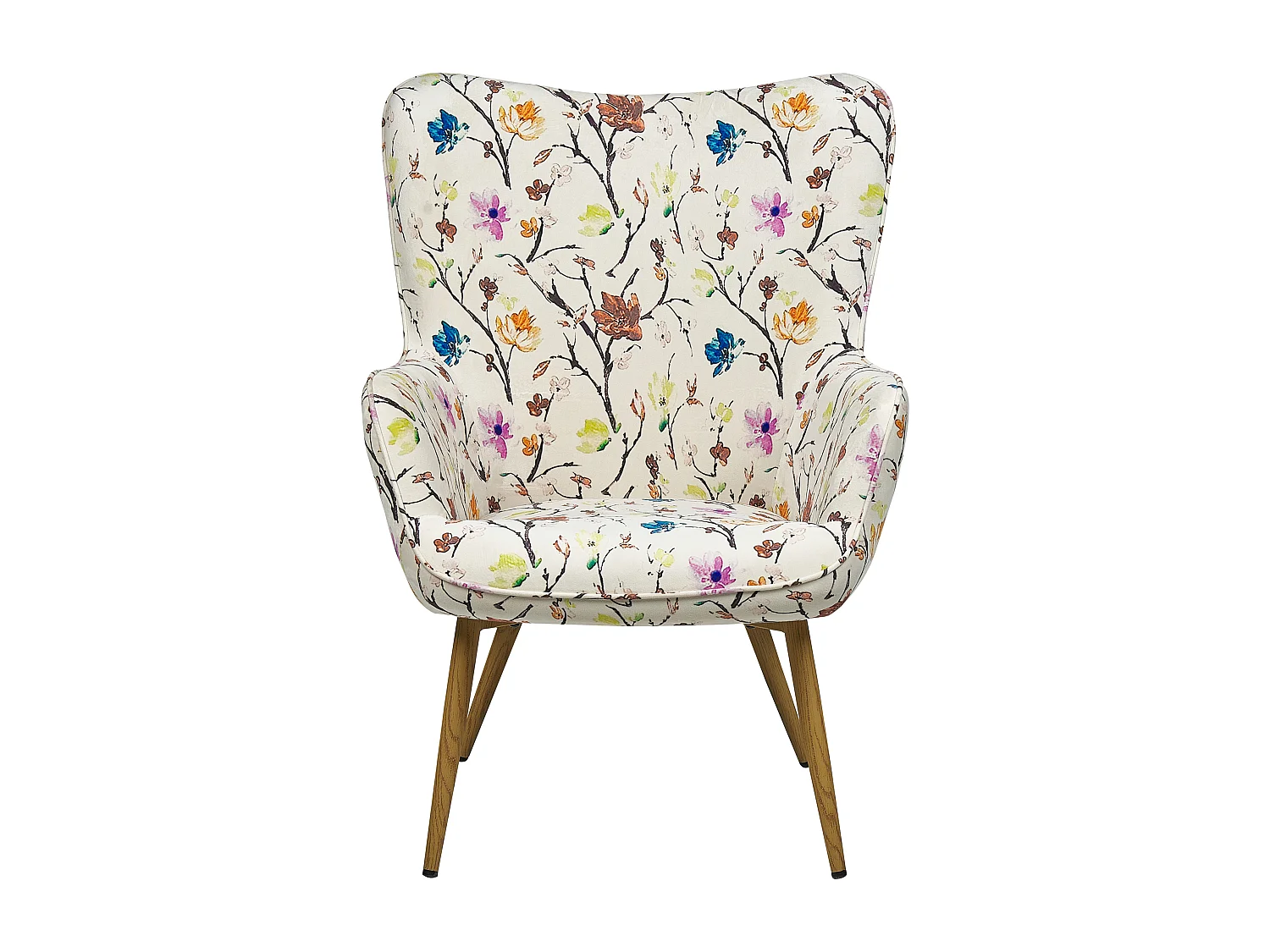 Oorfauteuil VEJLE met voetenbank Stof Crème