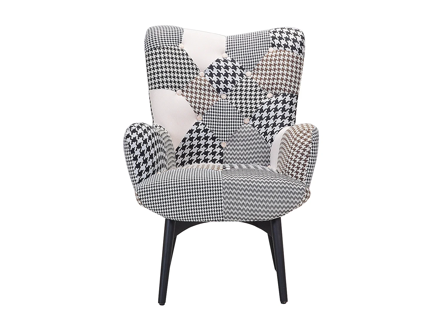 Oorfauteuil VEJLE met voetenbank Stof Grijs