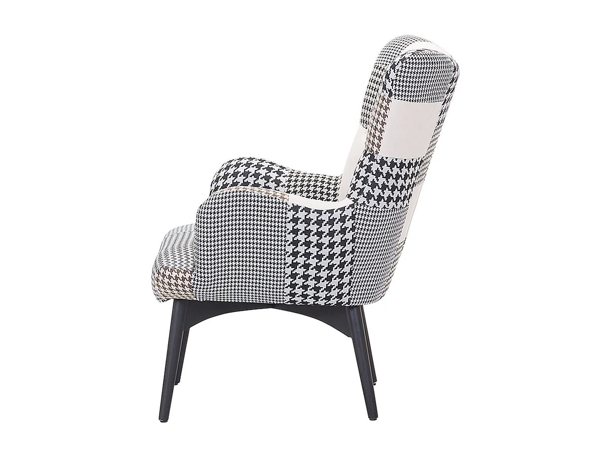 Oorfauteuil VEJLE met voetenbank Stof Grijs