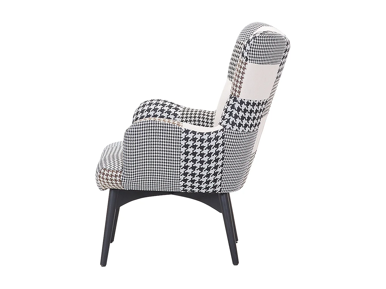 Oorfauteuil VEJLE met voetenbank Stof Grijs