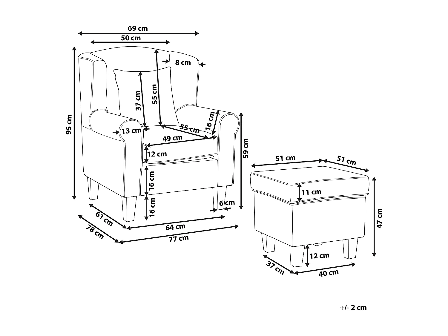 Fauteuil à oreilles HAMAR Tissu Vert