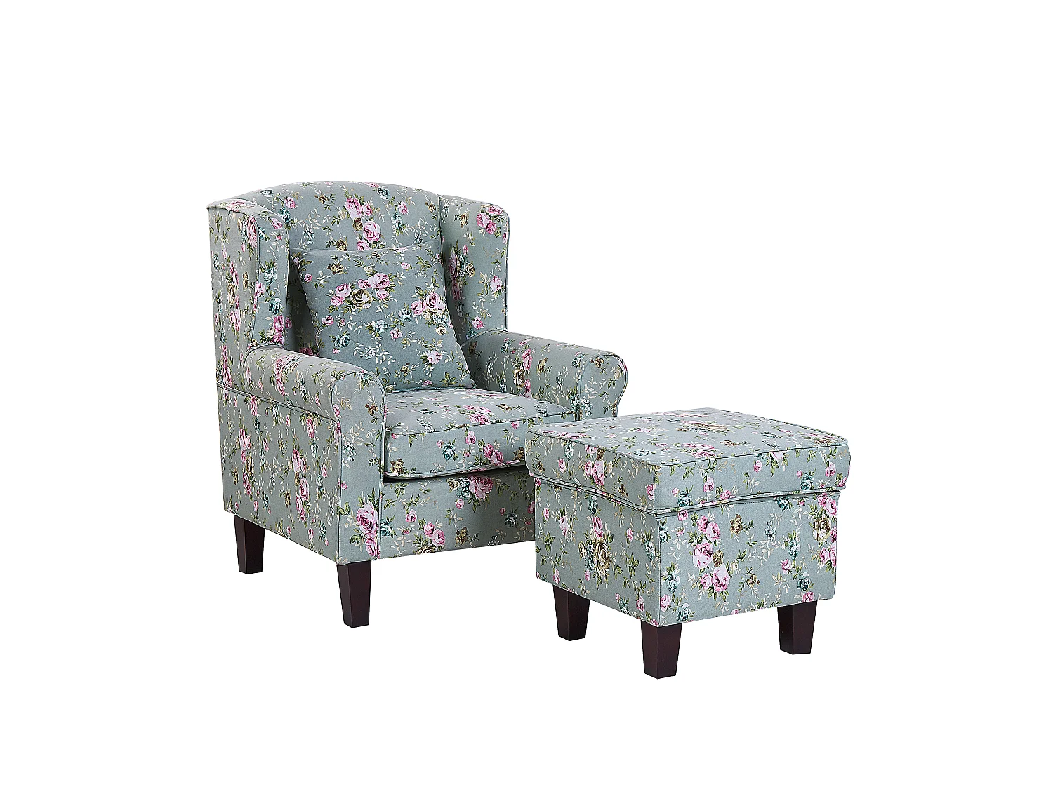 Oorfauteuil HAMAR met voetenbank Stof Groen
