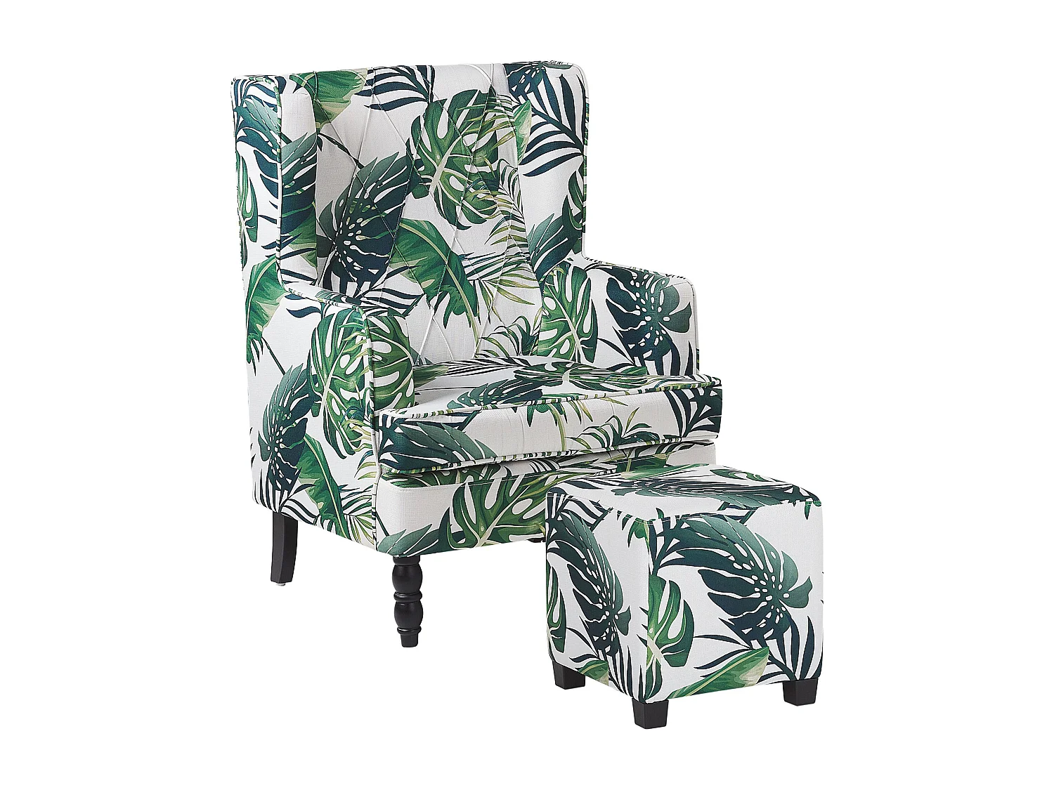 Fauteuil SANDSET met voetenbank Stof Lichtgroen