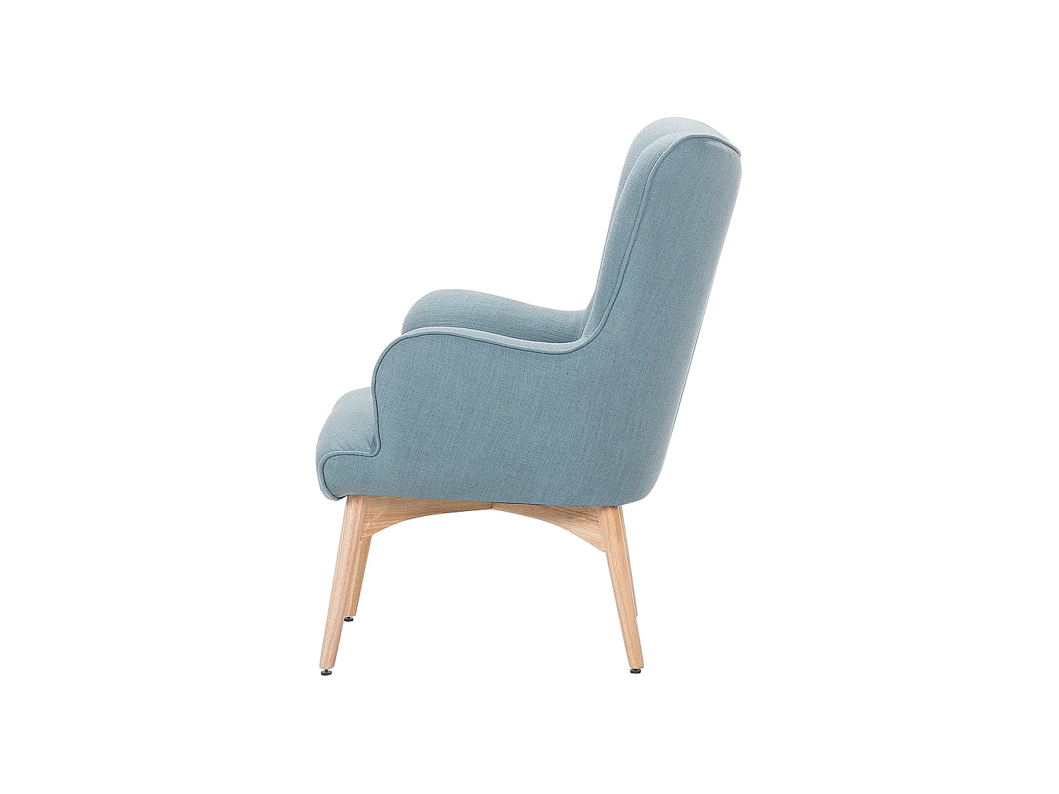 Oorfauteuil VEJLE met voetenbank Stof Lichtblauw