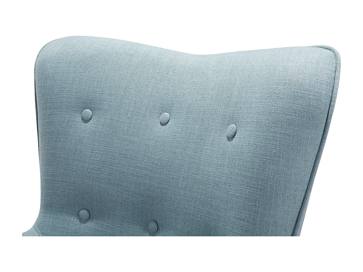 Oorfauteuil VEJLE met voetenbank Stof Lichtblauw