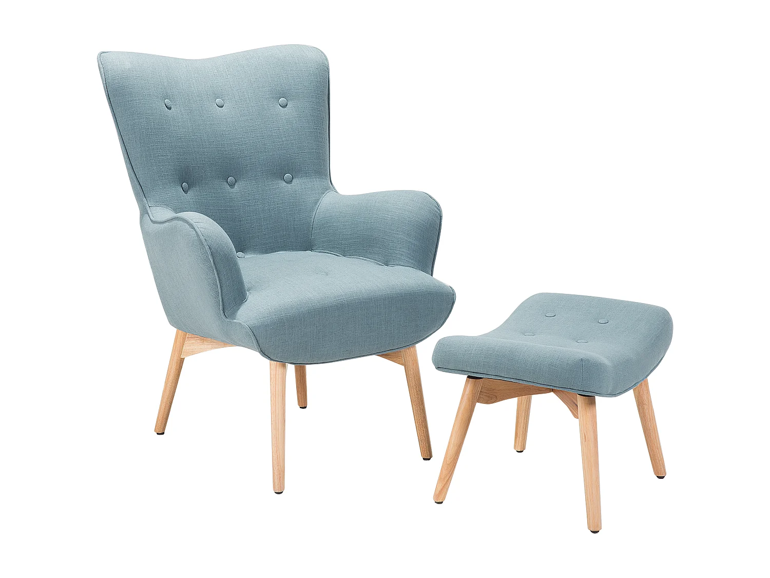 Fauteuil à oreilles VEJLE Tissu Bleu clair