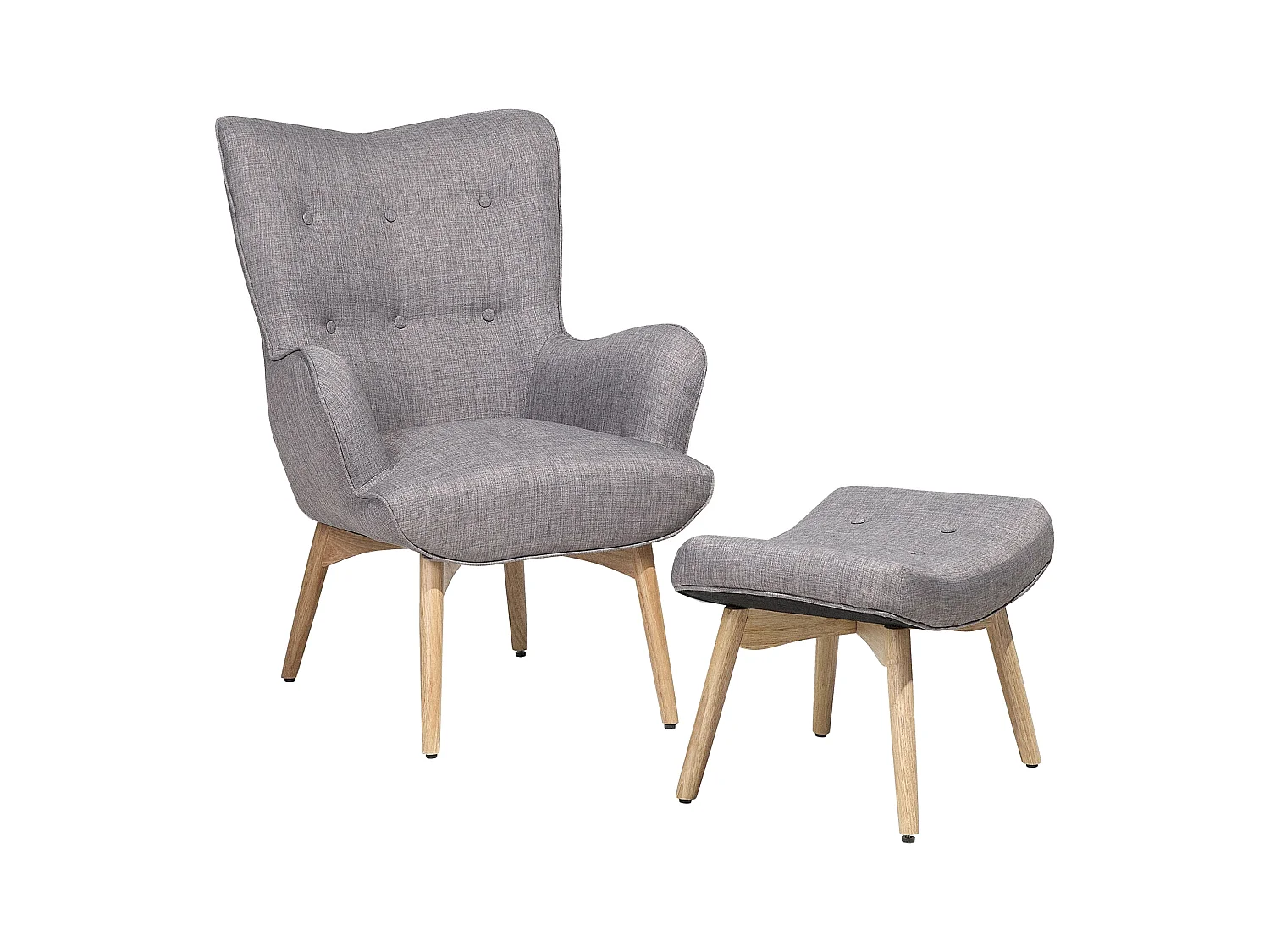Fauteuil à oreilles VEJLE Tissu Gris clair