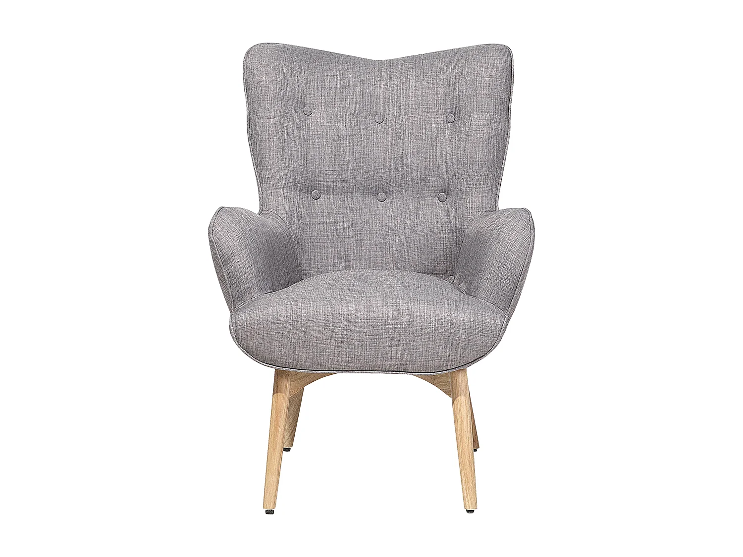 Oorfauteuil VEJLE met voetenbank Stof Lichtgrijs