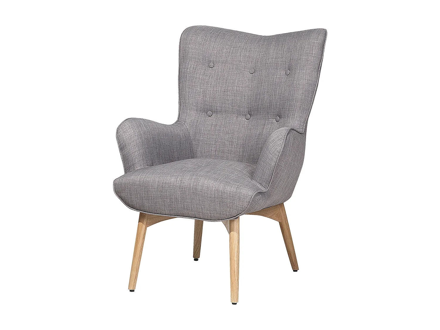 Oorfauteuil VEJLE met voetenbank Stof Lichtgrijs