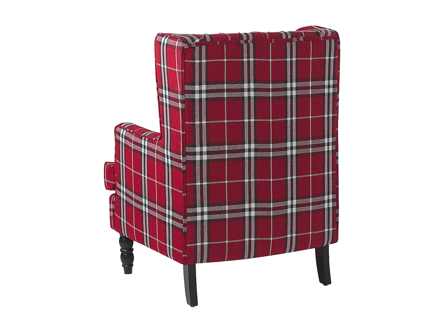 Fauteuil bergère en tissu rouge à carreaux avec repose-pieds assorti SANDSET