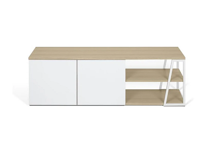 Meuble TV ALBI placage noyer et noir laqué
