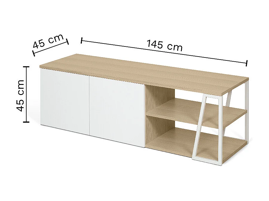 Meuble TV ALBI placage noyer et noir laqué