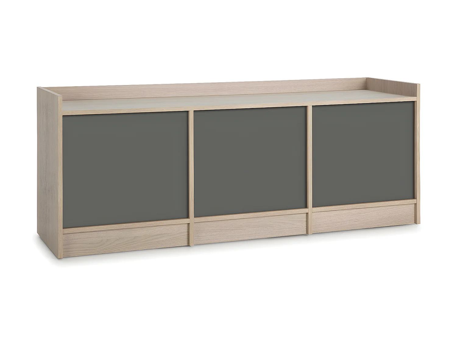 Meuble TV Moscú avec 3 Portes, Couleur Chêne/Gris, 139 cm
