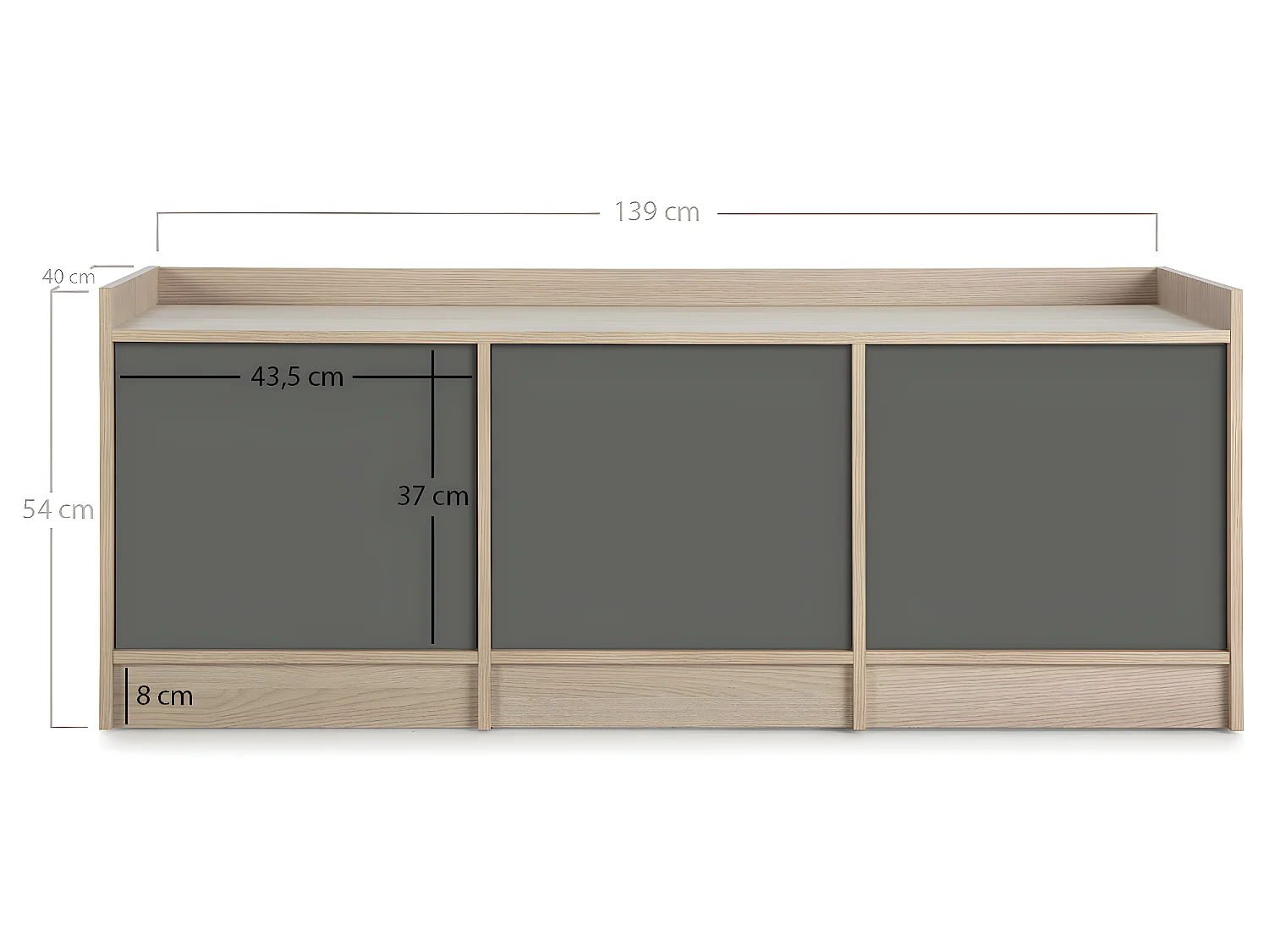Kolumna RTV Moscú z 3 drzwiami, kolor dąb/szary, 139 cm (szerokość)