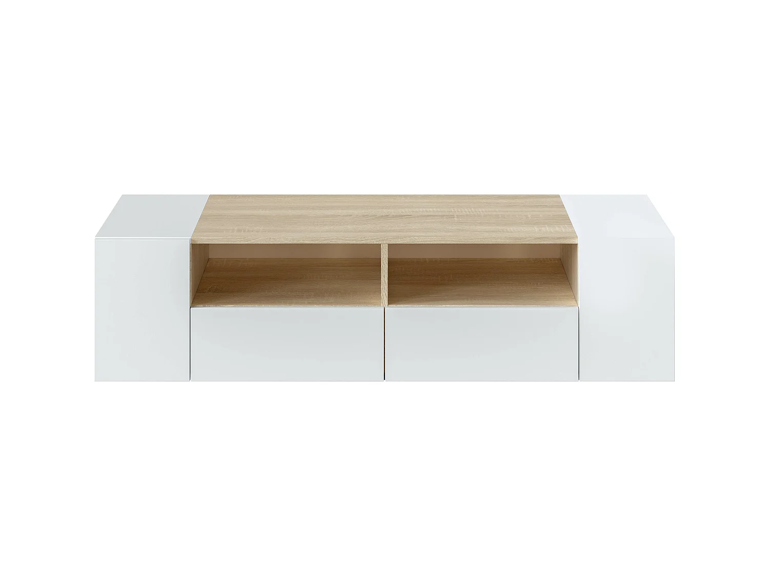 Mueble TV Tania 4 Puertas Color Blanco y Roble, 138 x 42 cm
