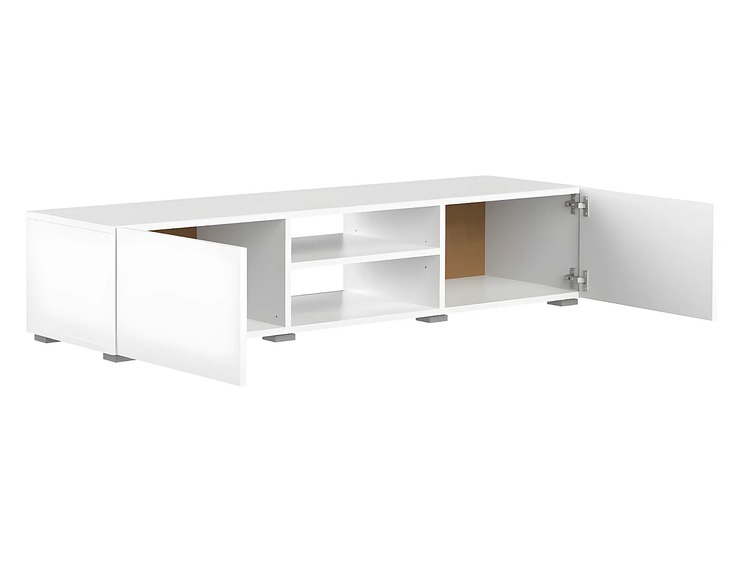 Meuble TV PODIUM 2 niches - blanc - TEMAHOME