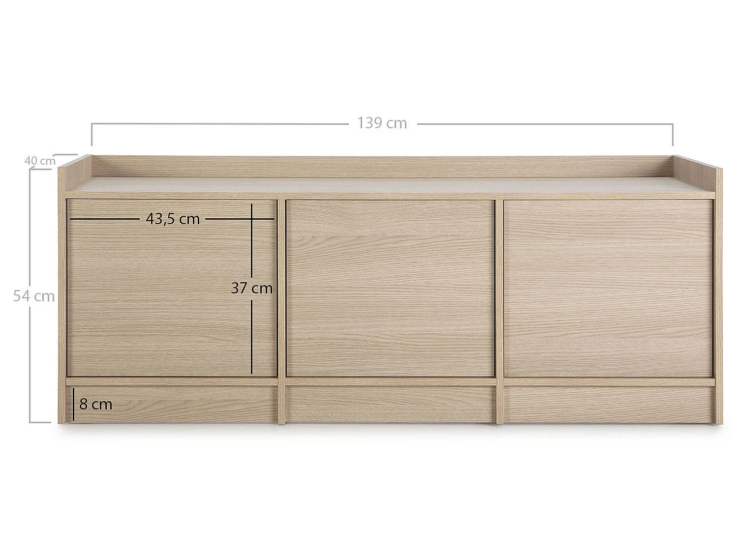 Meuble TV Moscú avec 3 Portes, Couleur Chêne, 139 cm