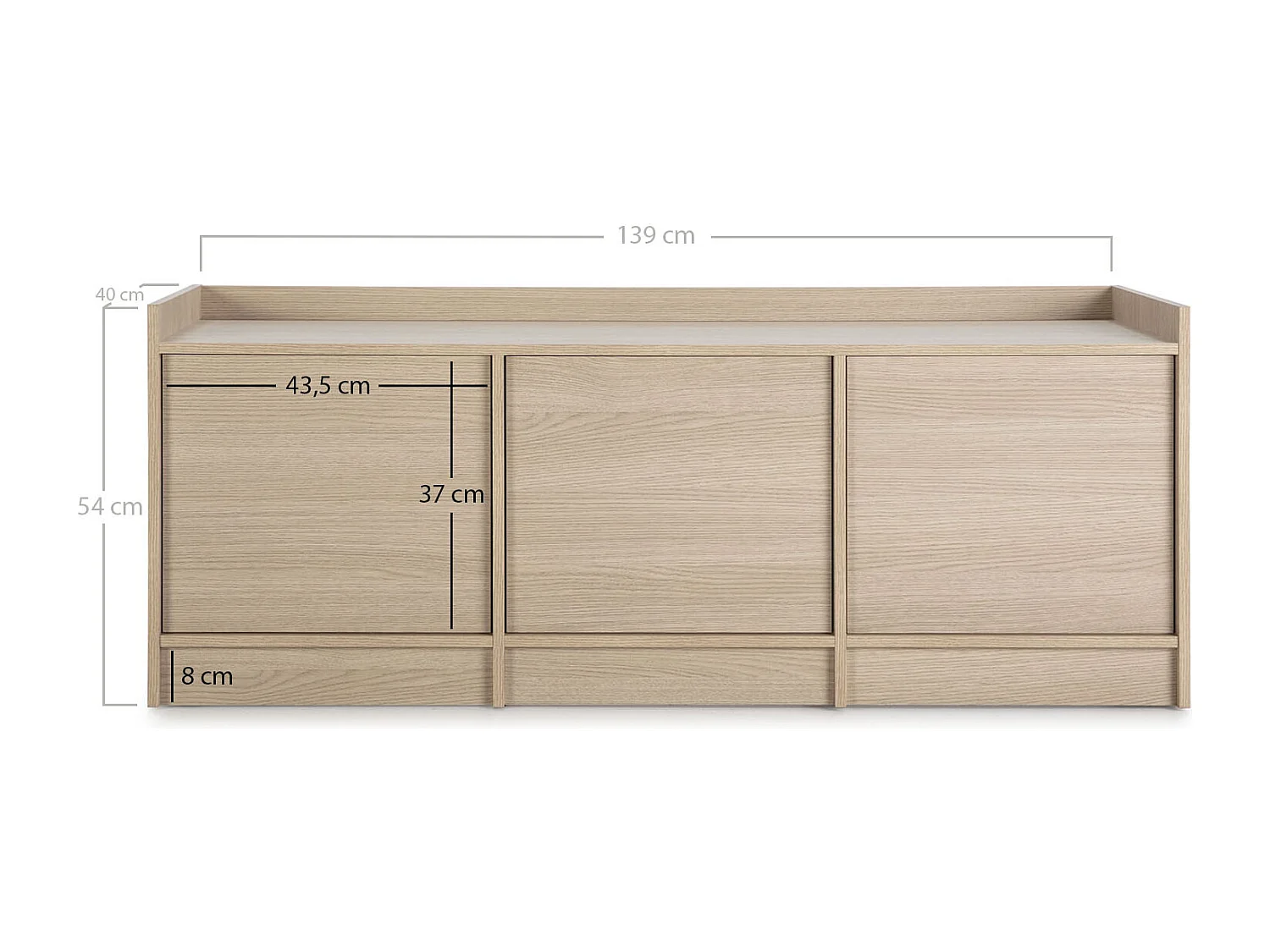 Meuble TV Moscú avec 3 Portes, Couleur Chêne, 139 cm