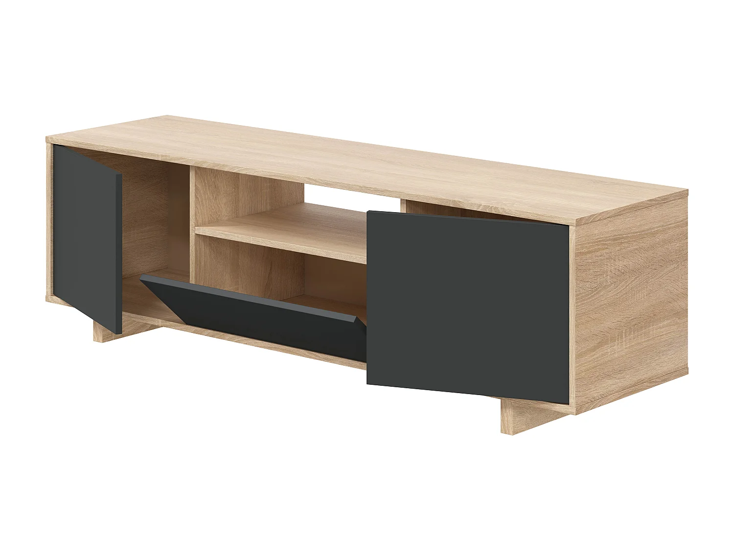 Mobile TV Zaida 3 Ante Colore Rovere e Grigio, 150 cm (Larghezza) 41 cm (Profondità) 46 cm (Altezza)