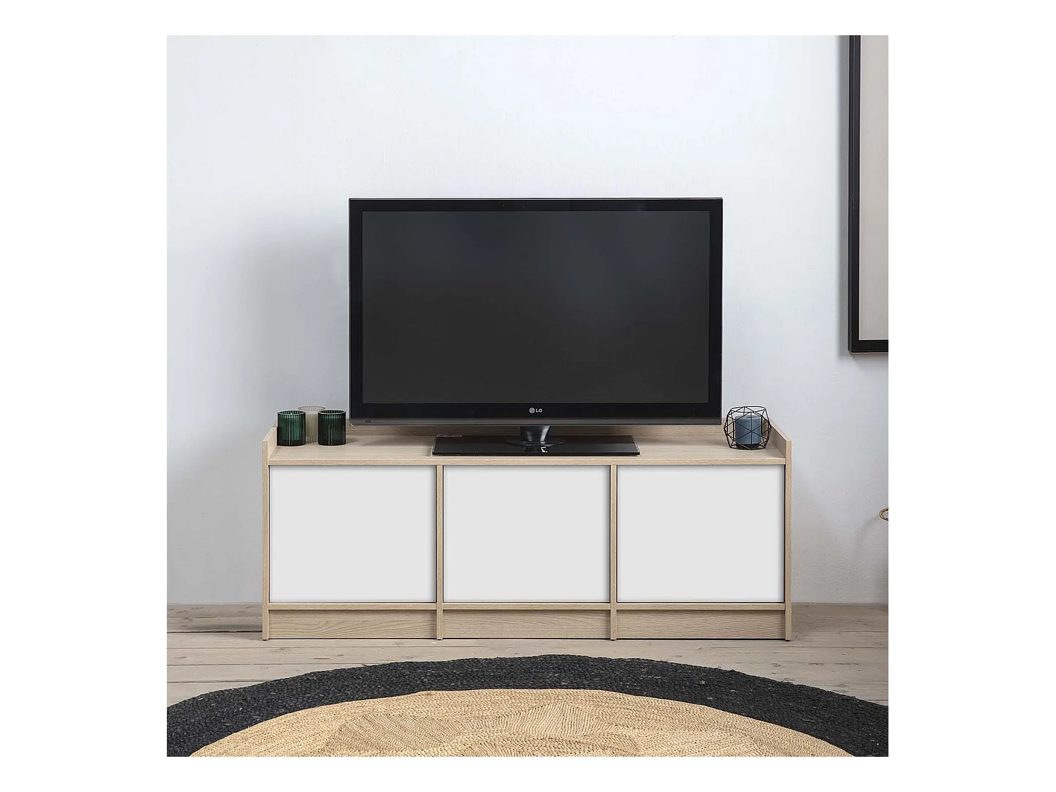 Tv Möbel Moscú 3 Türen, Eiche/Weiß